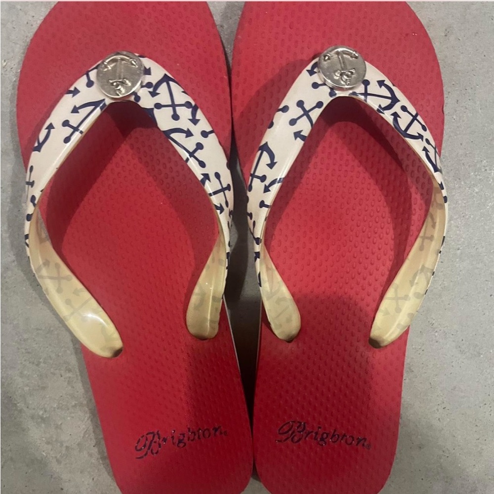 Brighton Red and White Anchor Sandals